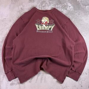 Vintage Disneyland Resort Grumpy Maroon Thermal Sweatshirt Size XXL
